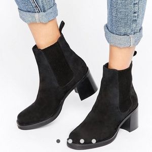 Asos Brand Black Suede Chunky Boots